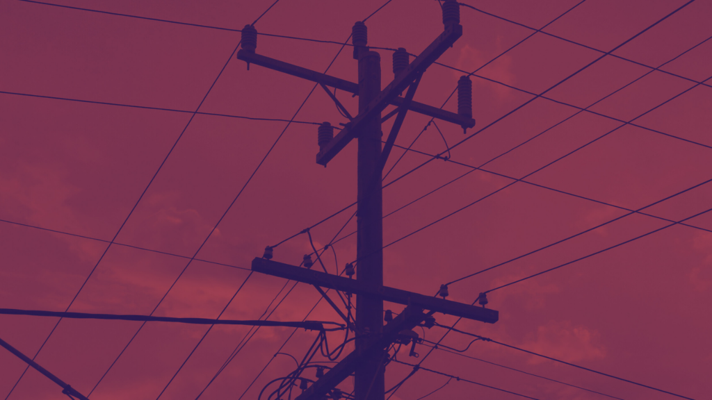 An illustration of a utility line seeped in a violet hue.
