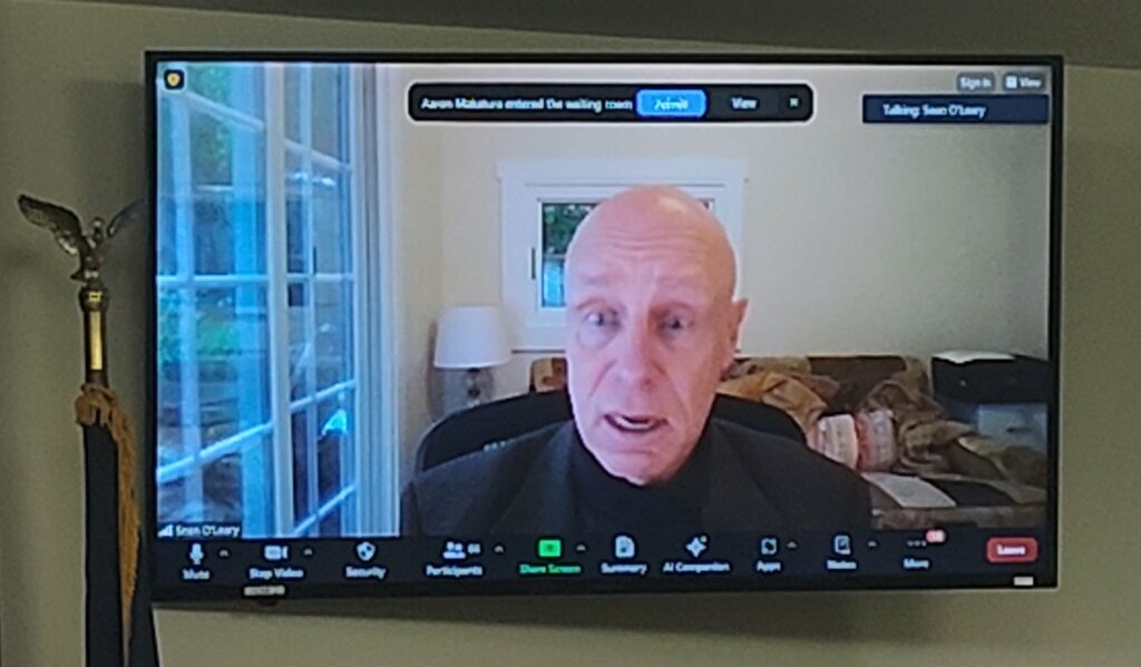 Sean O'Leary virtually testifies before the Pennsylvania Senate.
