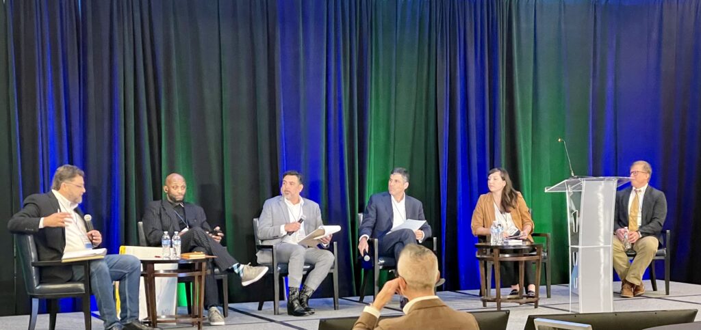 Senior Researcher Ted Boettner (far right) participates in a panel discussion at the Annual Orphan & Idle Wells Texas Conference.