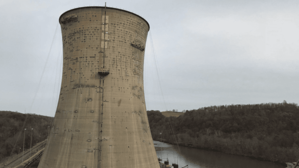 A cooling tower at FirstEnergy's Fort Martin Power Station in Maidsville, West Virginia.